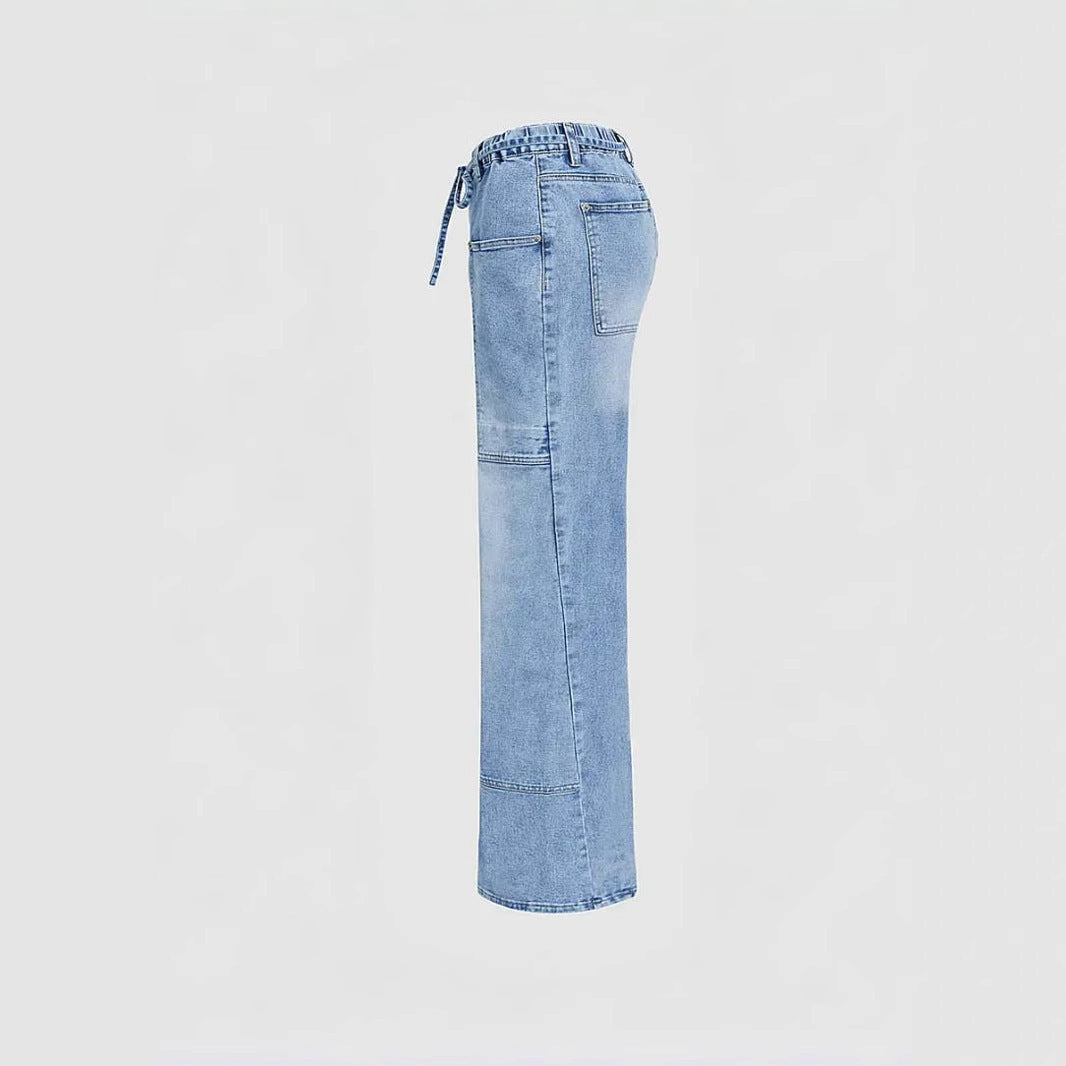 Jean décontracté bleu clair à jambes larges et poches