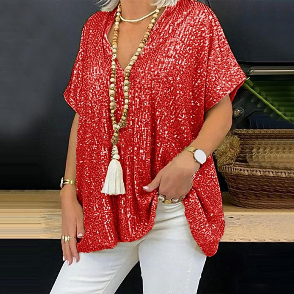 Pull ample à paillettes femme