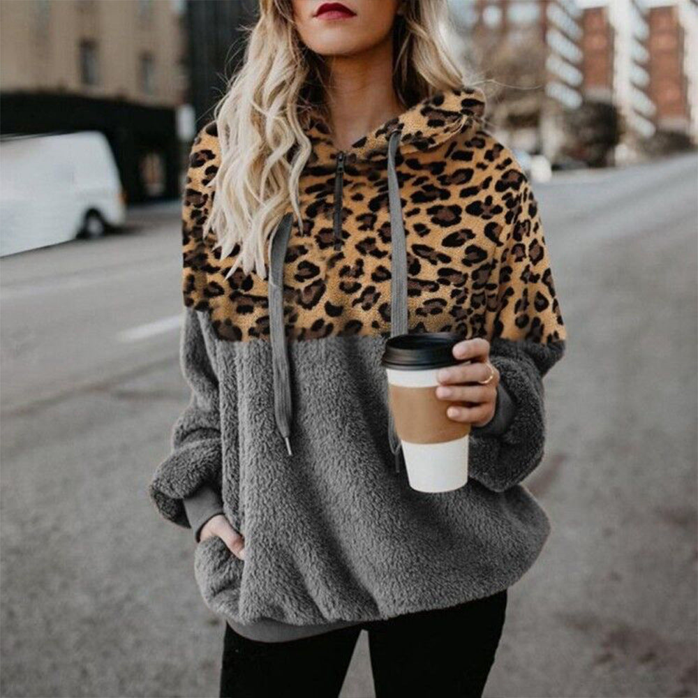 Pull à capuche léopard, femmes