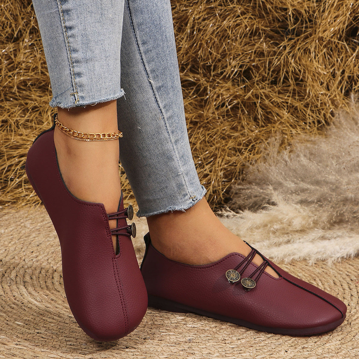 Sandales à enfiler à bout carré pour femme