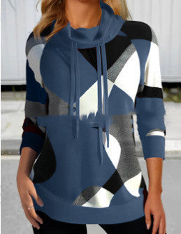 Pull à col roulé imprimé mode femme