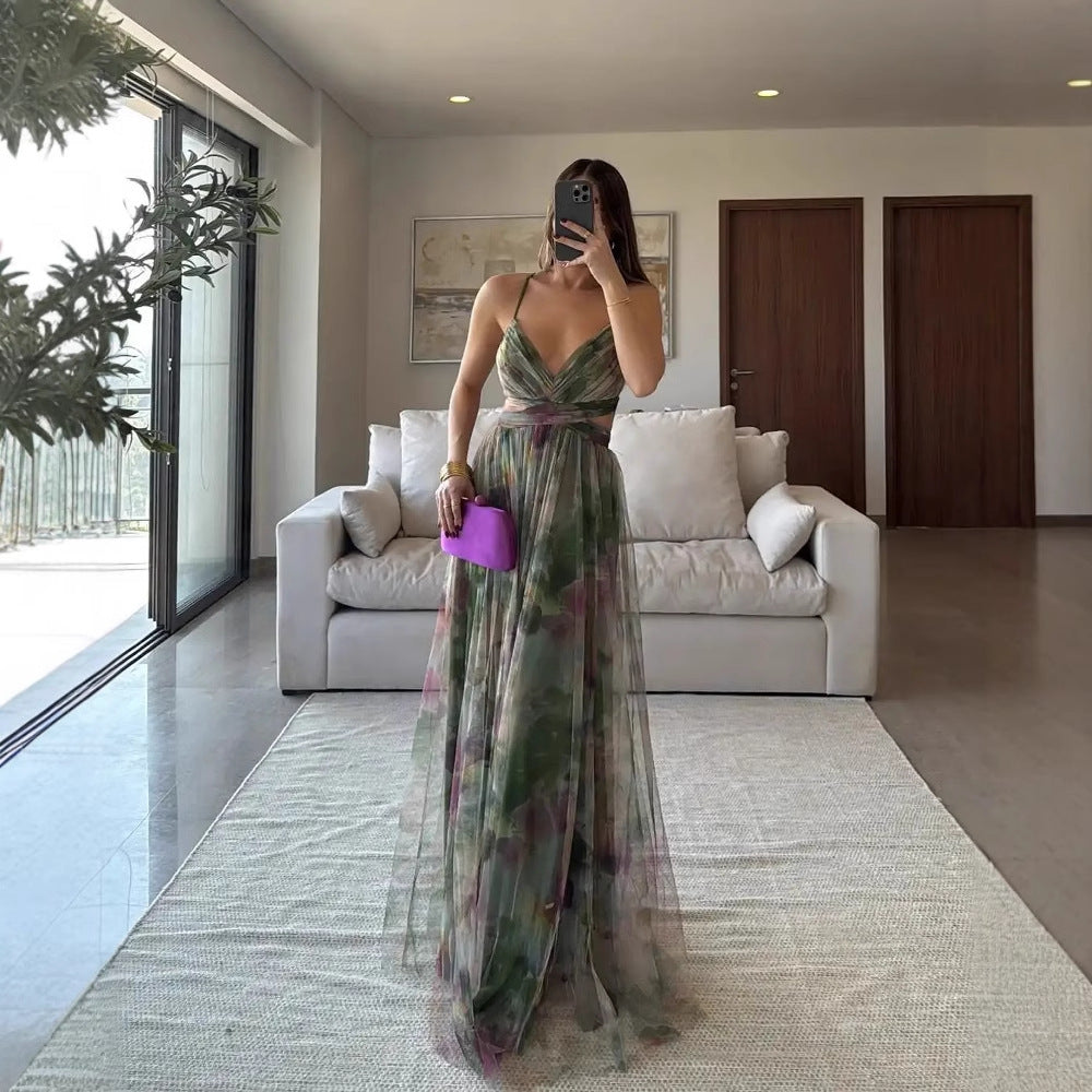 Robe de soirée imprimée en maille
