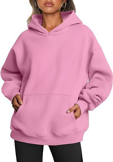 Sweat-shirt tendance uni, pull à capuche surdimensionné, vêtements pour femmes