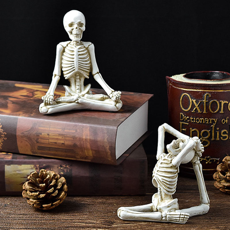 Décoration de bureau d'horreur d'Halloween, ornements en résine, modélisation de fonctionnalités, crâne de yoga, squelette