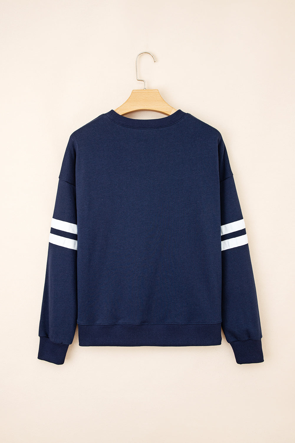 Sweat à épaule de détail à rayures à rayures Varsity Blue Navy