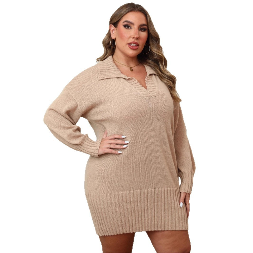 Pull-over tissé à col polo pour femme grande taille