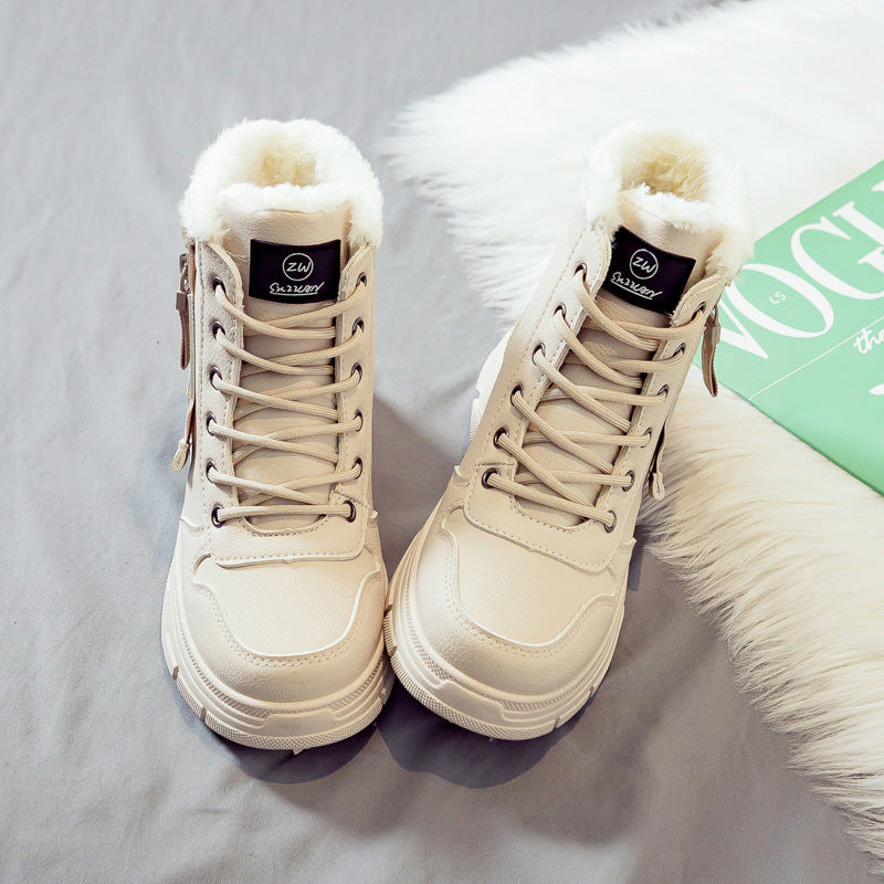 Bottes de neige chaudes doublées en polaire grande taille pour femmes