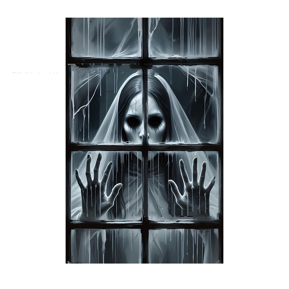 Housse de fenêtre 3D pour Halloween, motif sorcière