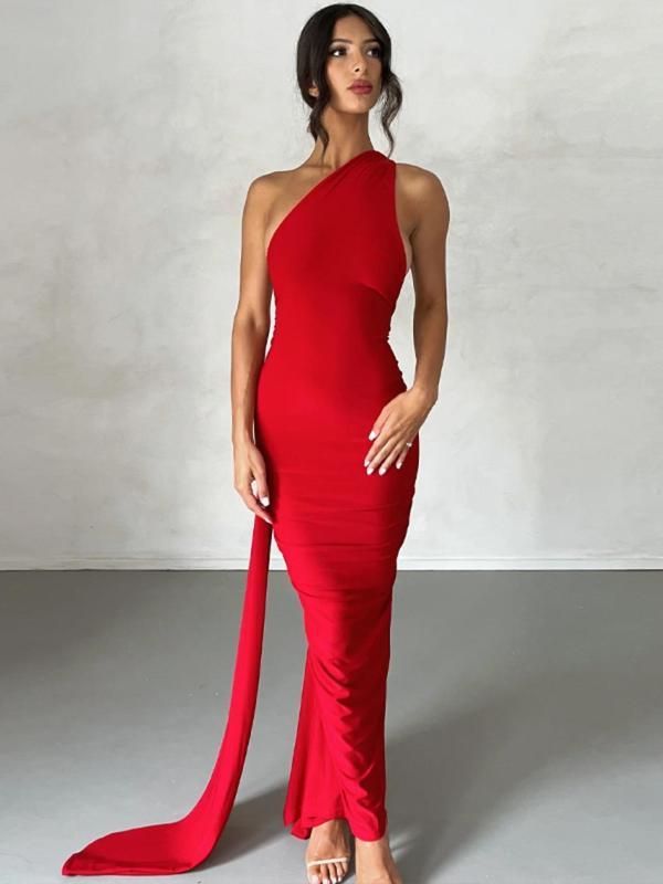Robe moulante unie à col élingue pour femme