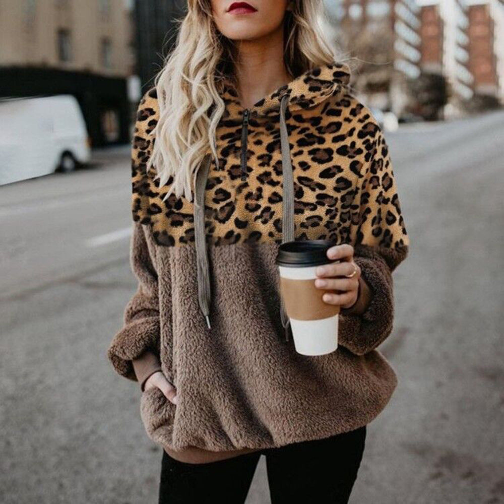 Pull à capuche léopard, femmes