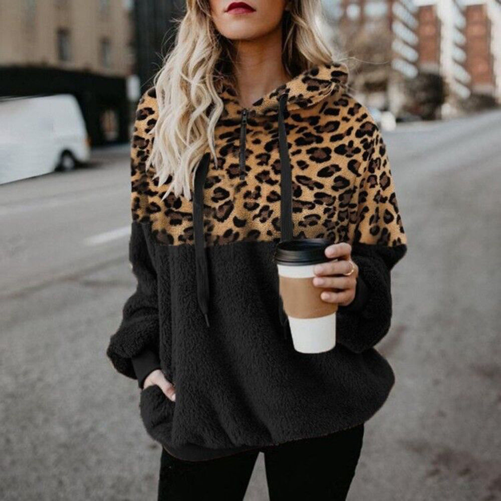 Pull à capuche léopard, femmes