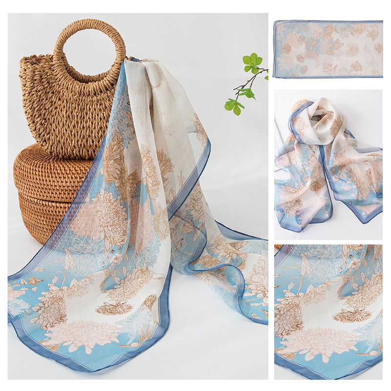 Foulard en soie imprimé pour femme en soie de mûrier