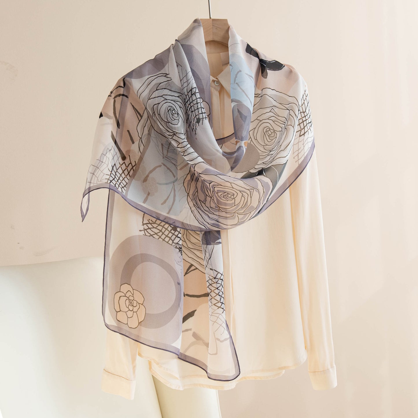 Foulard en soie imprimé pour femme en soie de mûrier