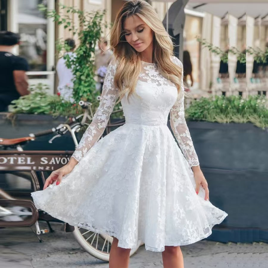 Robe de mariée blanche vintage en dentelle pour femme