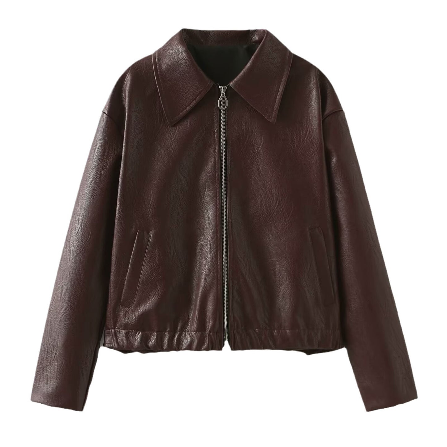 Veste en similicuir, décontractée, tendance
