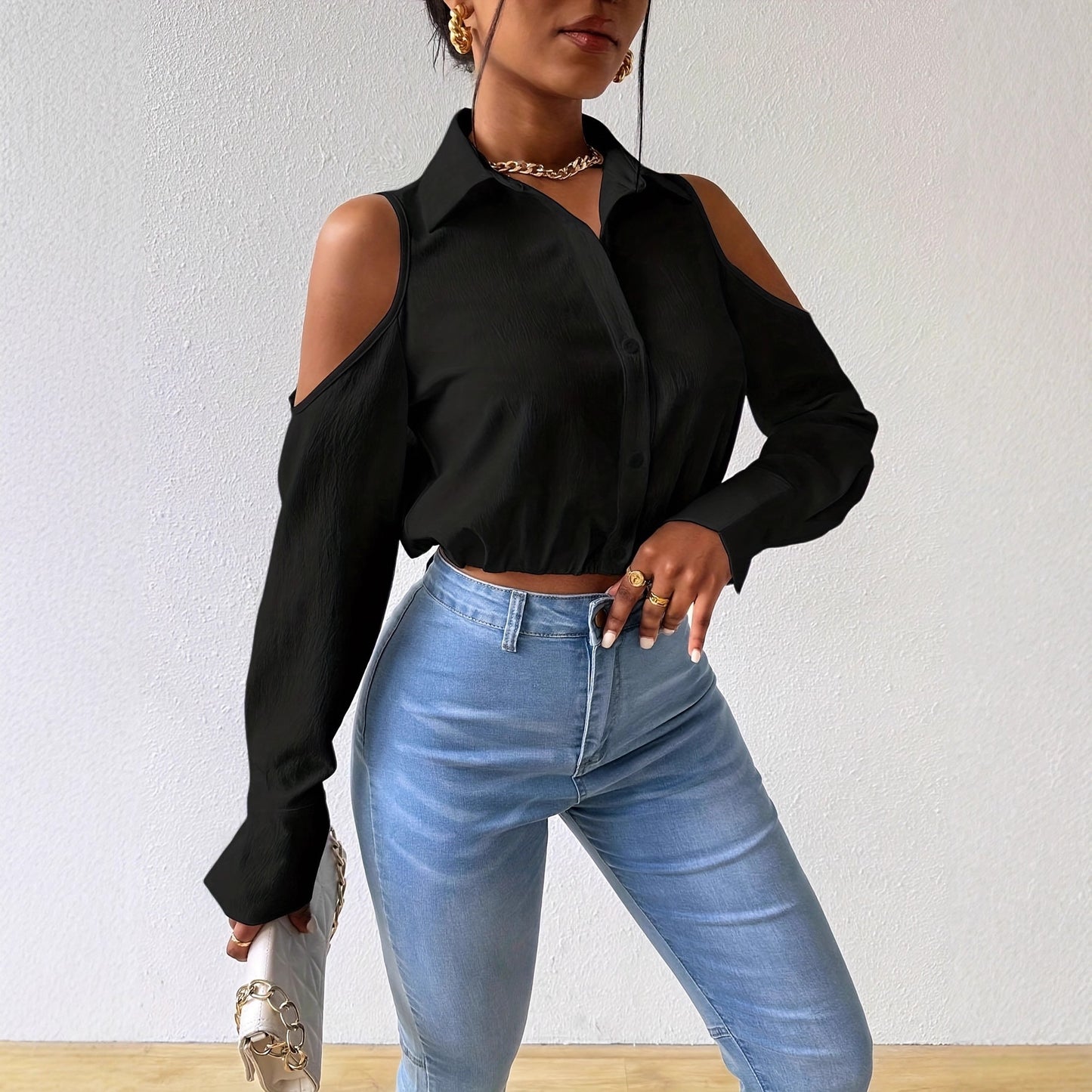 Blouse sophistiqué, épaule ouvert