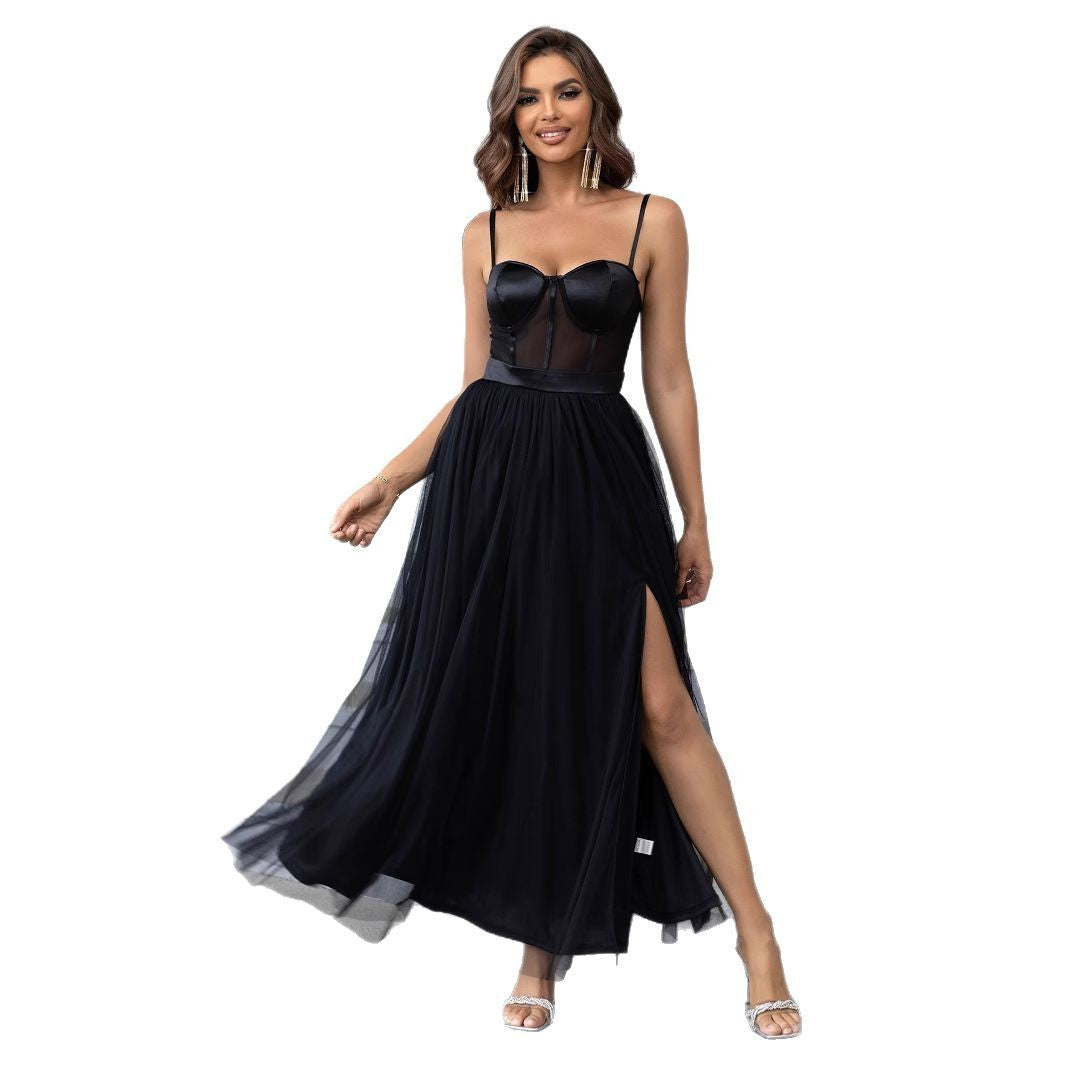 Robe longue en mousseline de soie