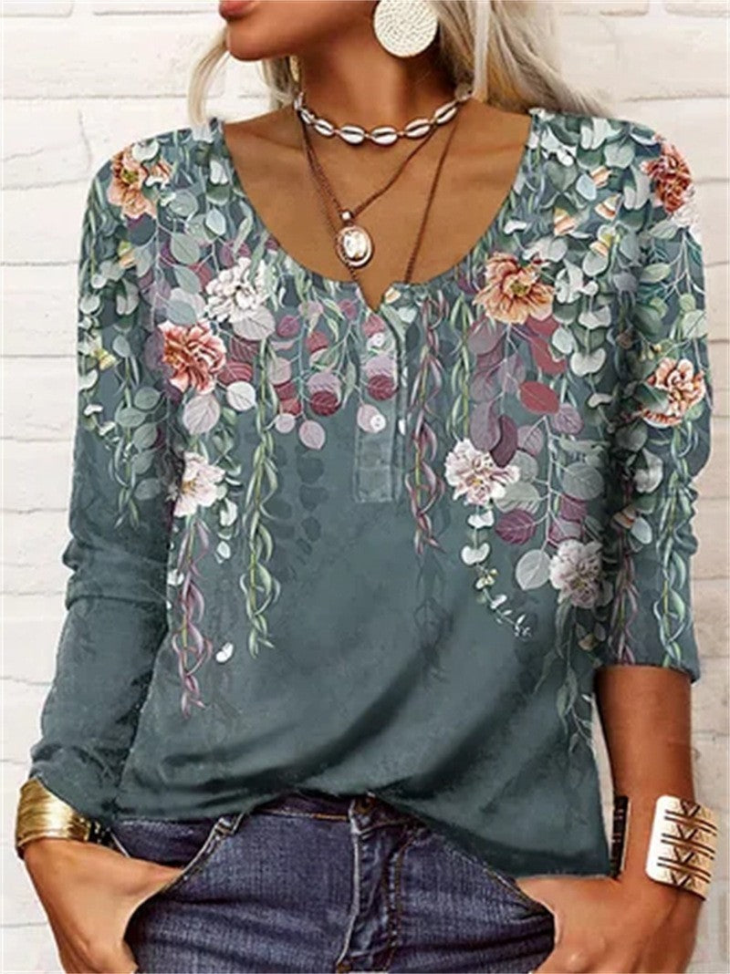 T-shirt ample imprimé floral géométrique femme