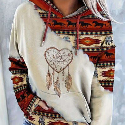 Pull imprimé style ethnique pour femme