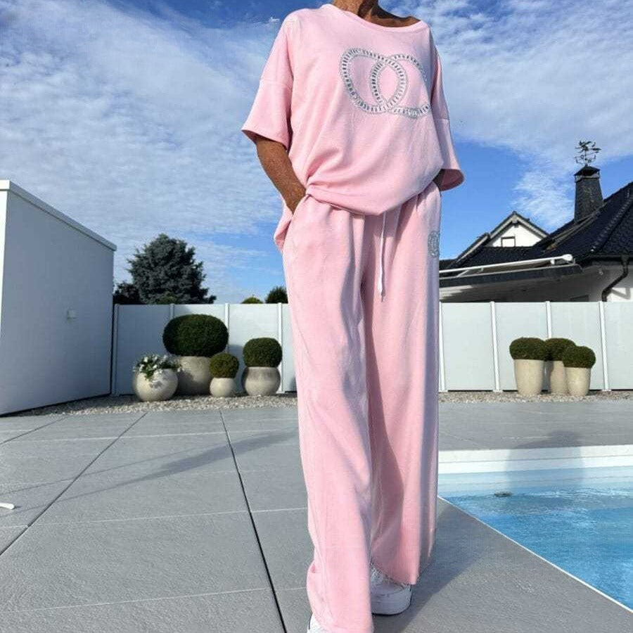Ensemble 2 pièces décontracté pour femme, haut et pantalon