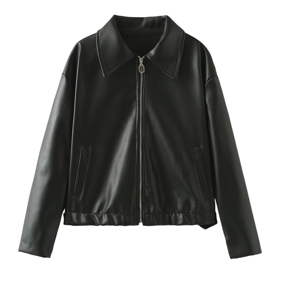 Veste en similicuir, décontractée, tendance