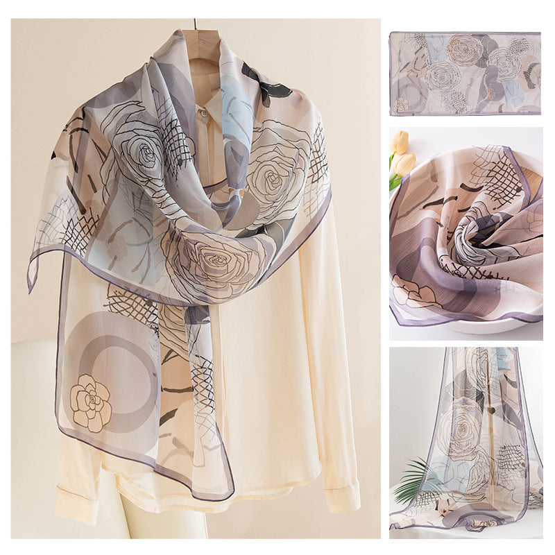 Foulard en soie imprimé pour femme en soie de mûrier