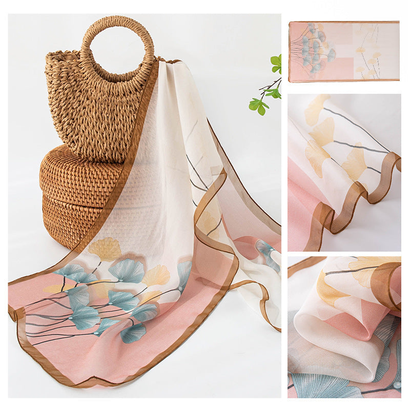 Foulard en soie imprimé pour femme en soie de mûrier