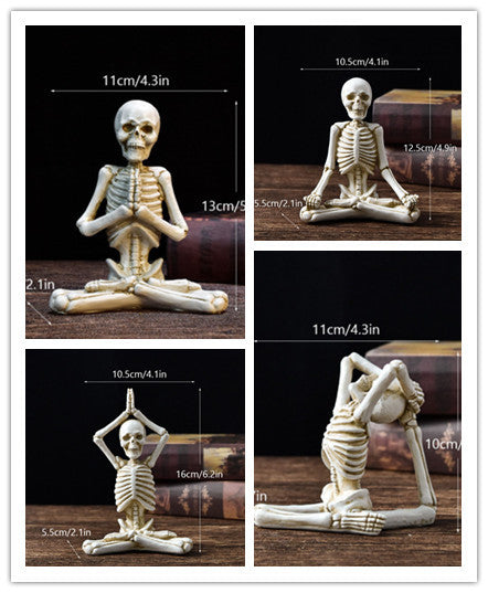 Décoration de bureau d'horreur d'Halloween, ornements en résine, modélisation de fonctionnalités, crâne de yoga, squelette