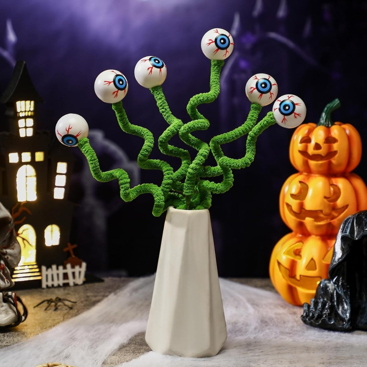 Bouquet de brindilles coupées en perles tridimensionnelles pour Halloween, décoration créative et amusante