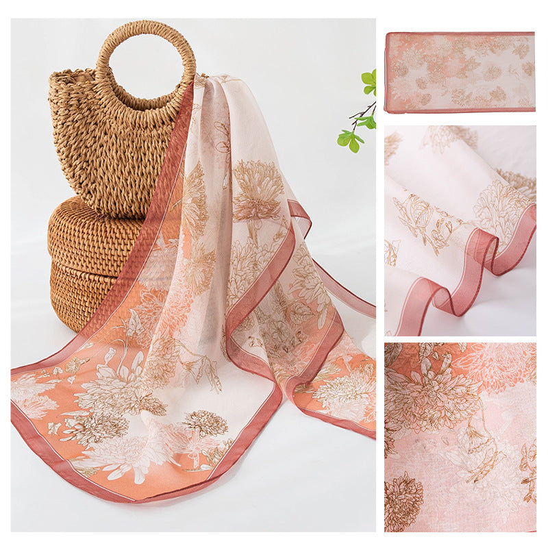 Foulard en soie imprimé pour femme en soie de mûrier