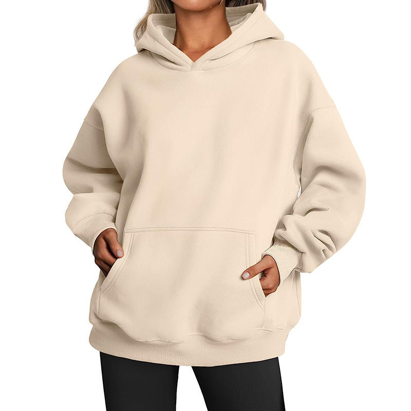 Sweat-shirt tendance uni, pull à capuche surdimensionné, vêtements pour femmes