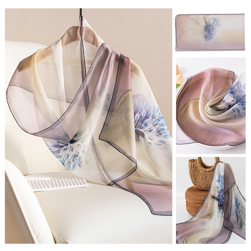 Foulard en soie imprimé pour femme en soie de mûrier