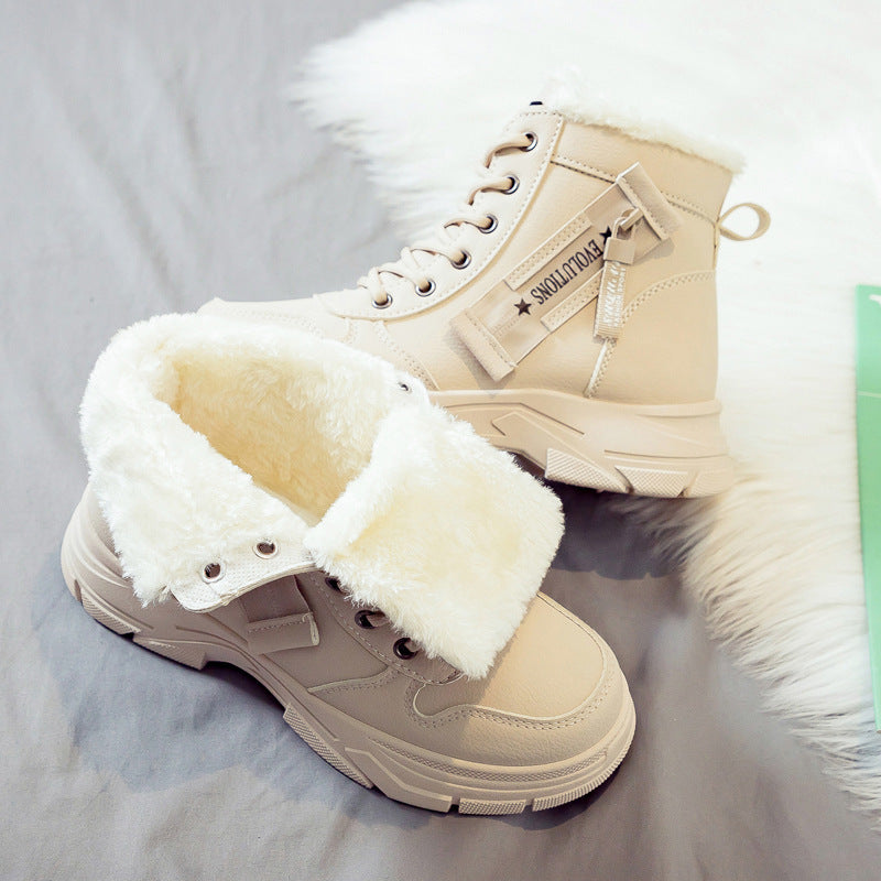 Bottes de neige chaudes doublées en polaire grande taille pour femmes