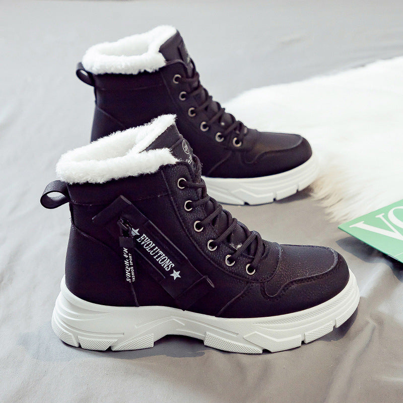 Bottes de neige chaudes doublées en polaire grande taille pour femmes