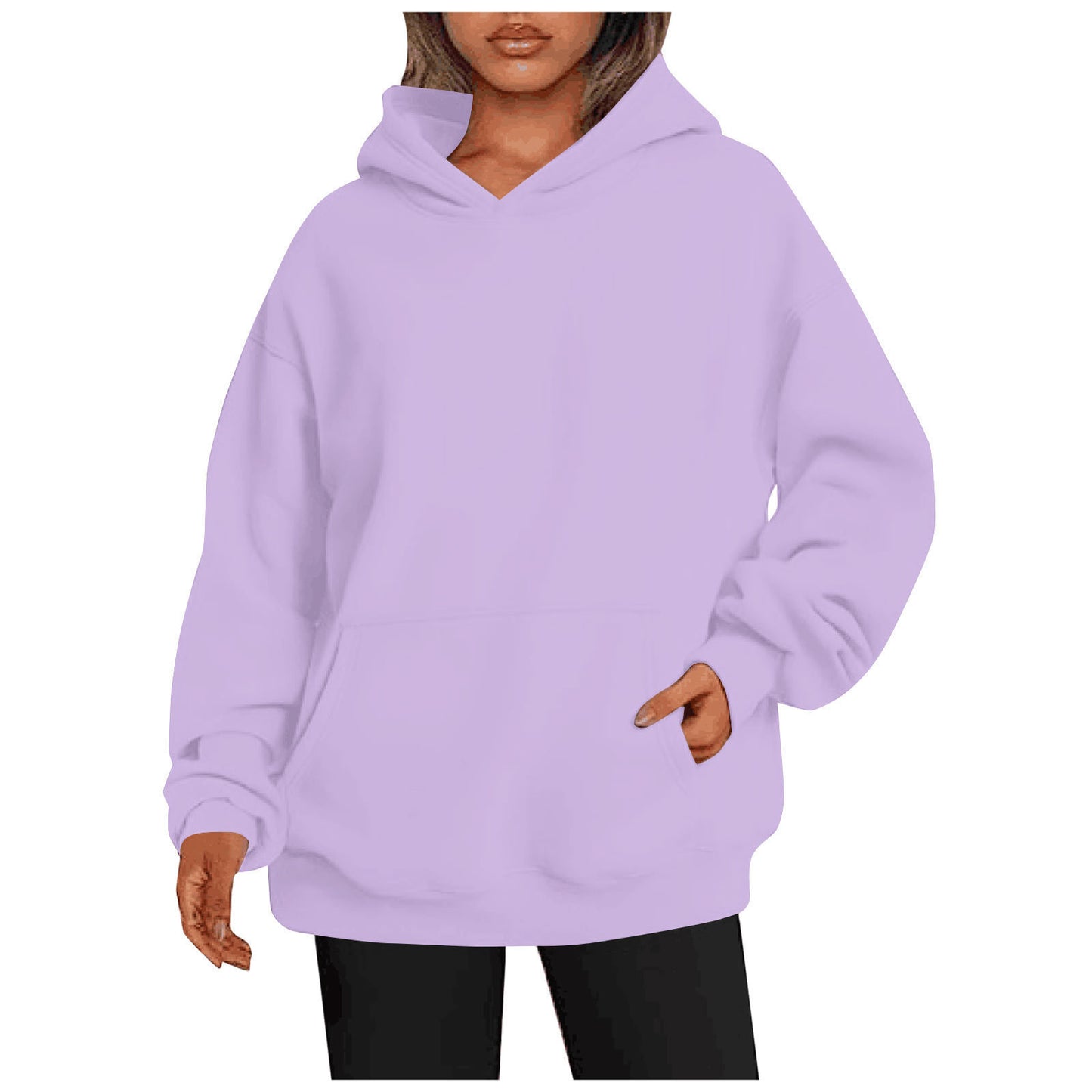 Sweat-shirt tendance uni, pull à capuche surdimensionné, vêtements pour femmes