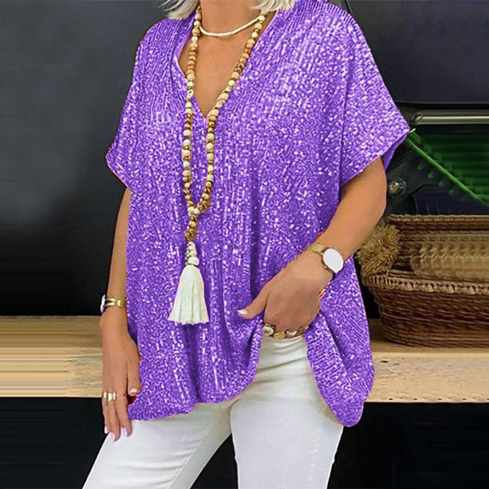 Pull ample à paillettes femme