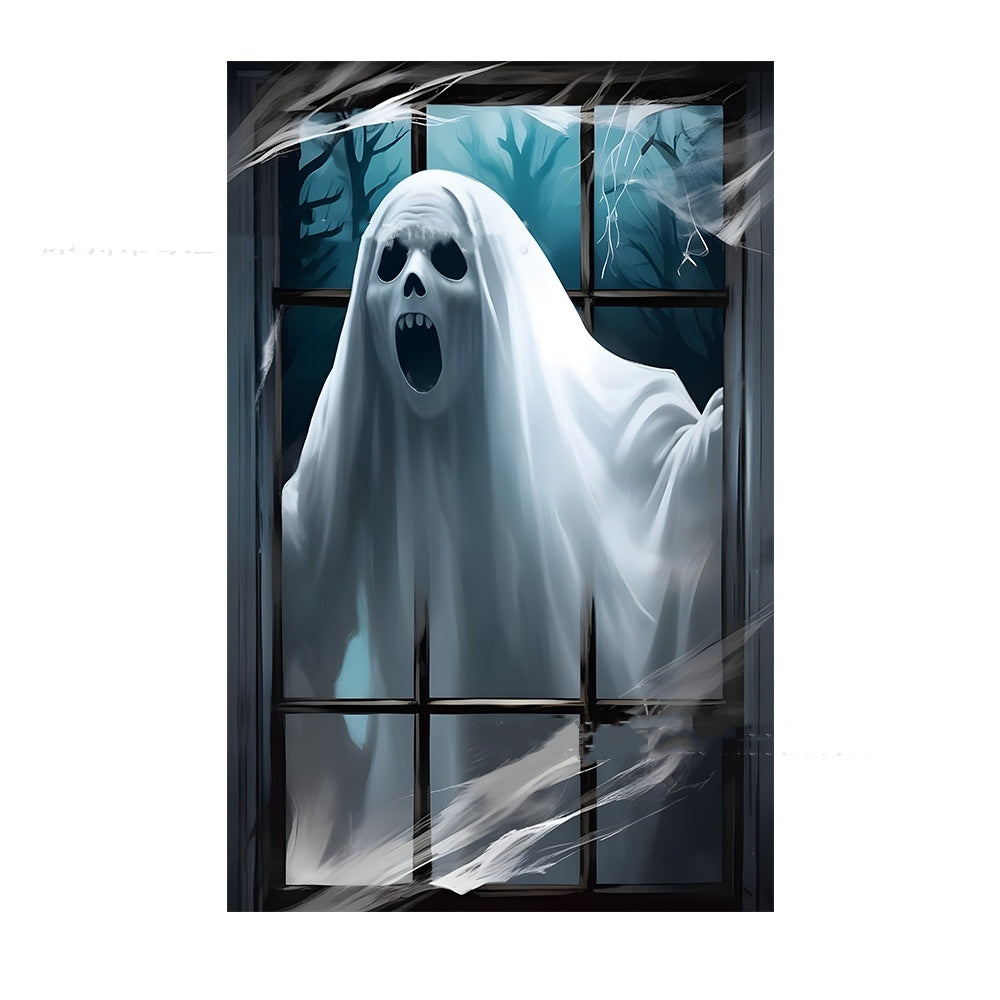 Housse de fenêtre 3D pour Halloween, motif sorcière