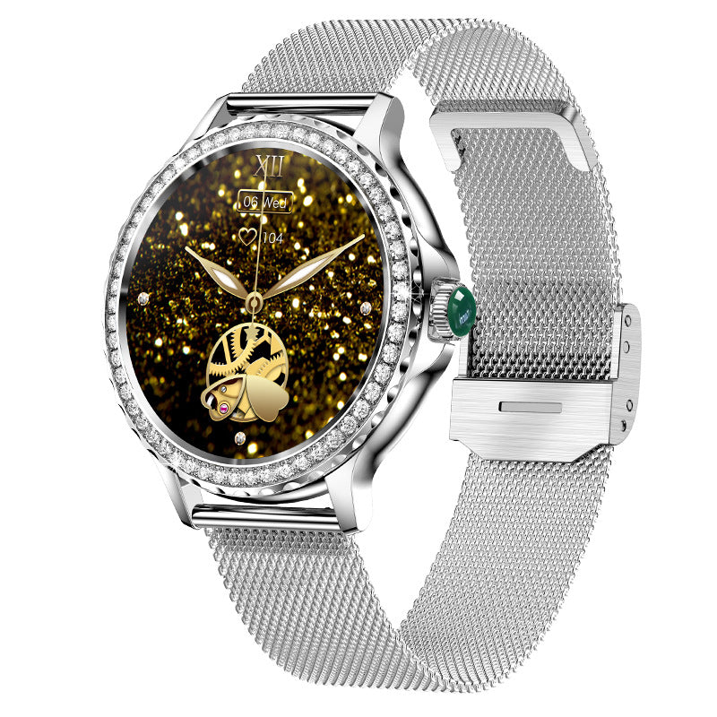 Bracelet connecté Bluetooth, montre étanche ornée de diamants