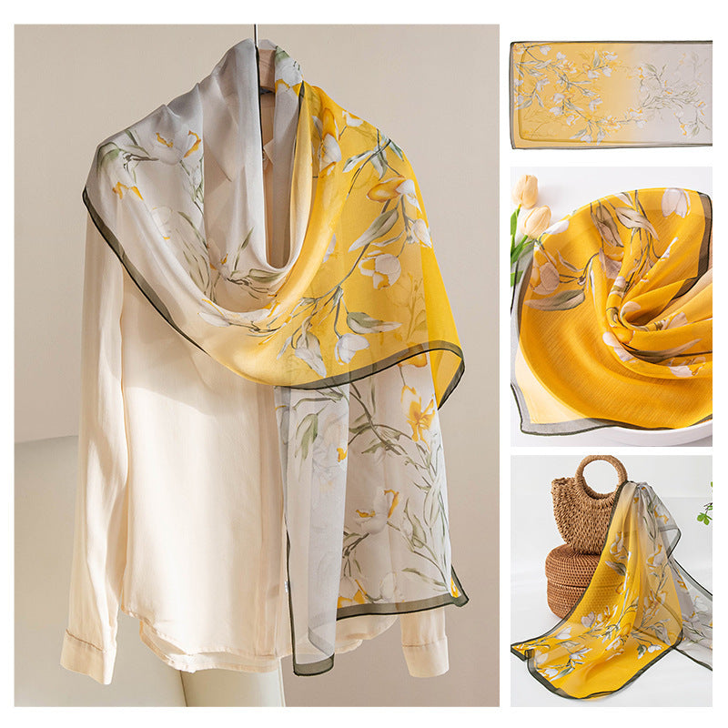 Foulard en soie imprimé pour femme en soie de mûrier