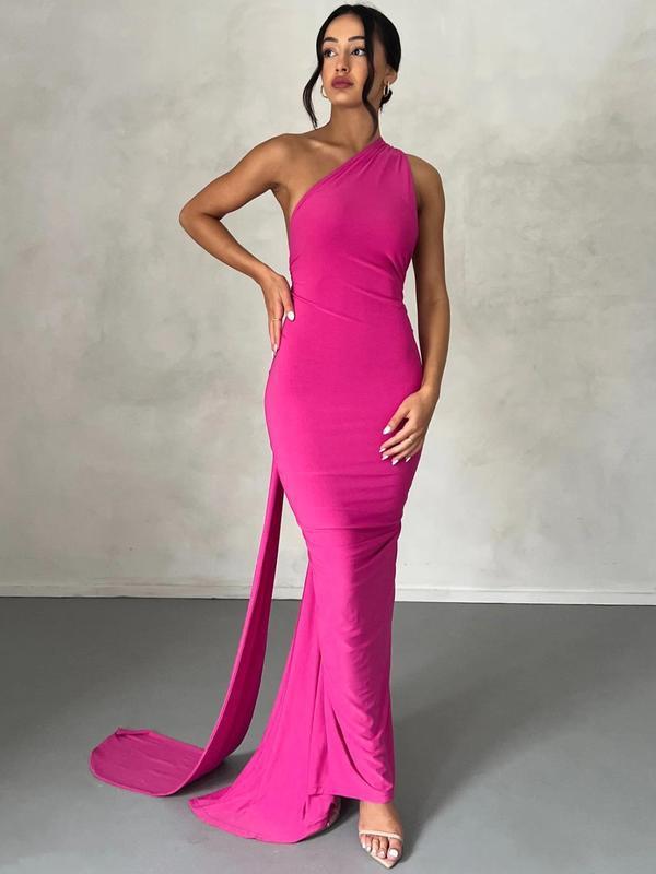 Robe moulante unie à col élingue pour femme