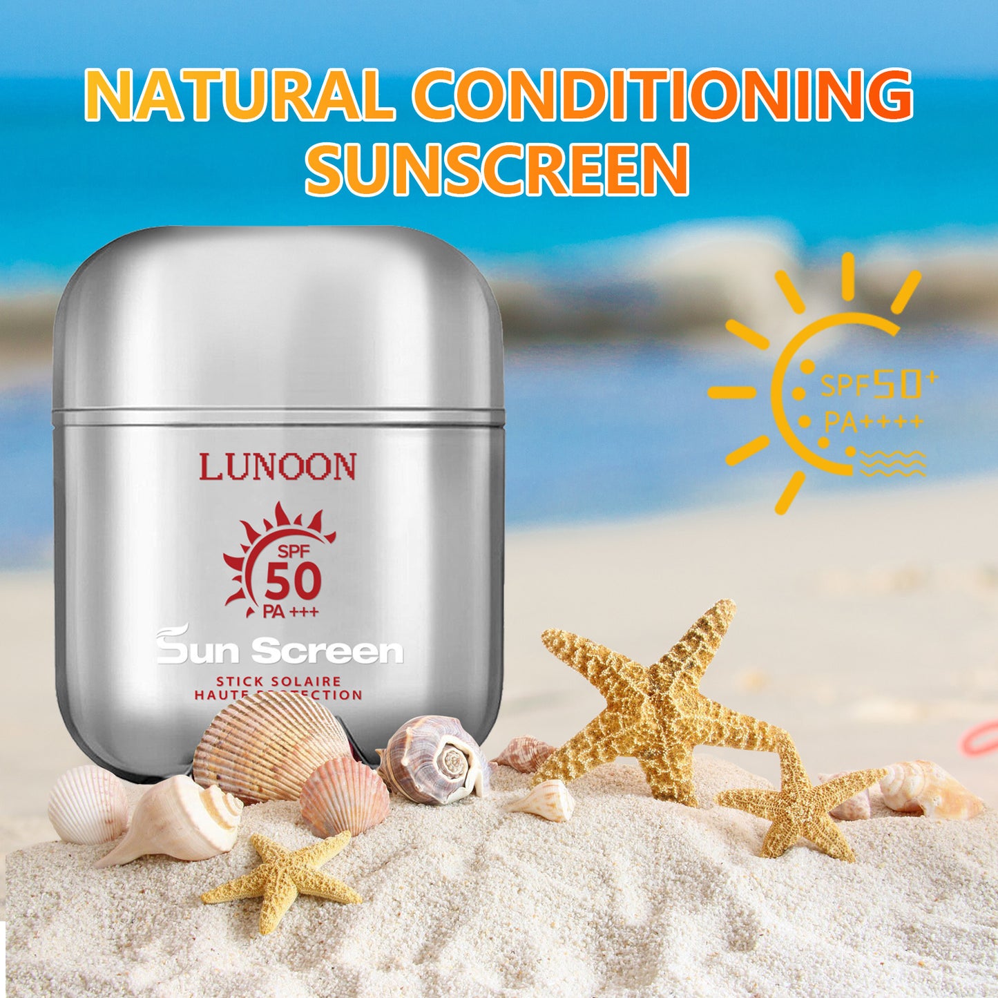 Crème solaire solide réparatrice pour le corps entier SPF50, lotion anti-lumière