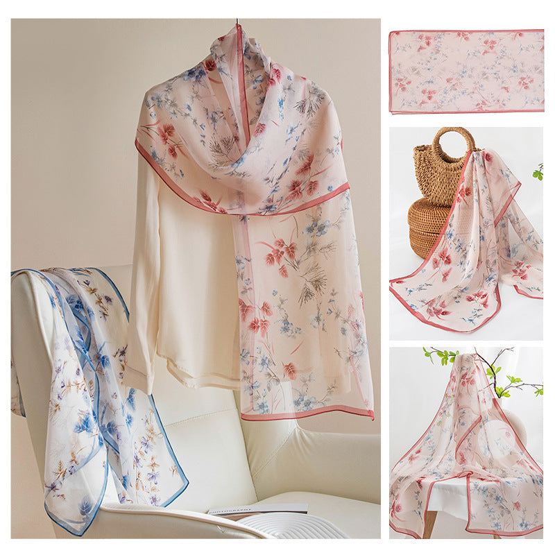 Foulard en soie imprimé pour femme en soie de mûrier