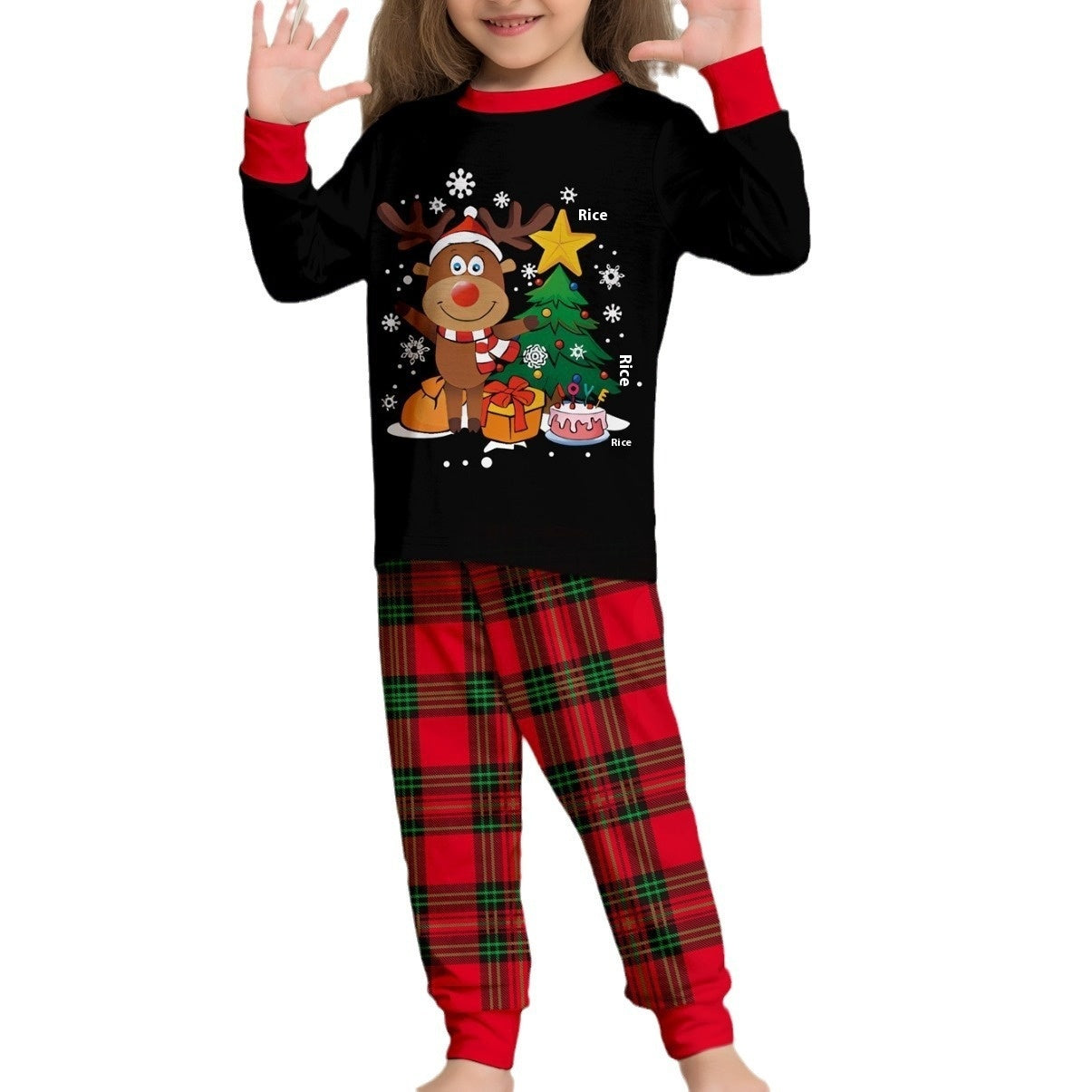 Robe de famille à carreaux motif cerf de Noël, mignonne et créative