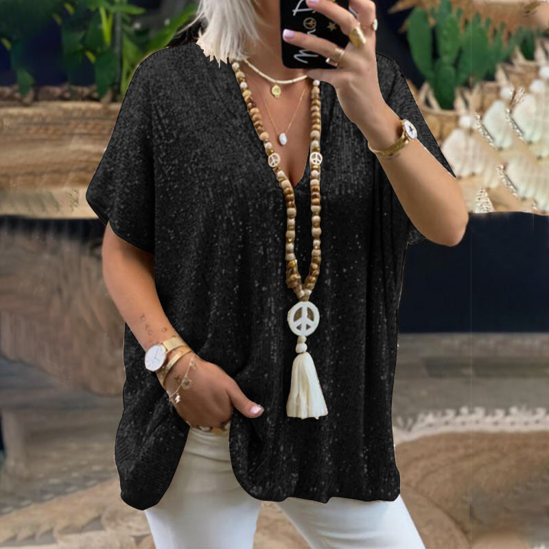 Pull ample à paillettes femme