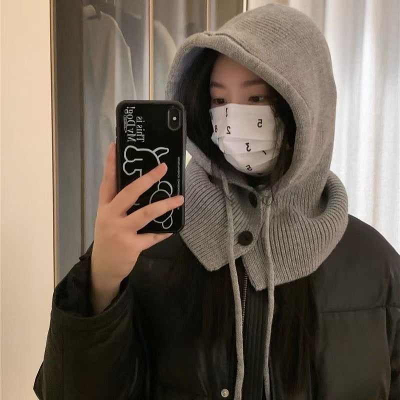 Bonnet chaud tendance, écharpe, protection auditive intégrée, bonnet en laine tricoté
