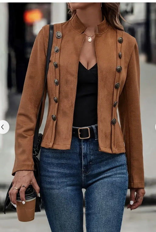 Veste courte unie à double boutonnage