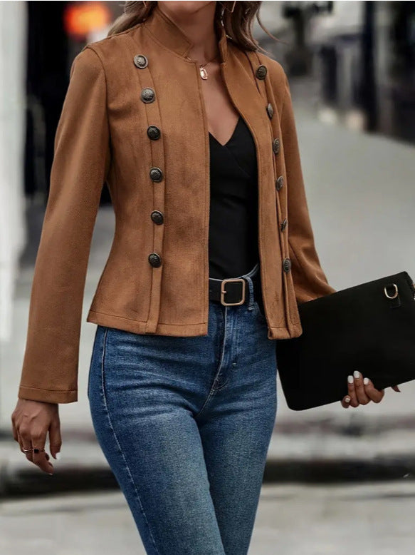 Veste courte unie à double boutonnage
