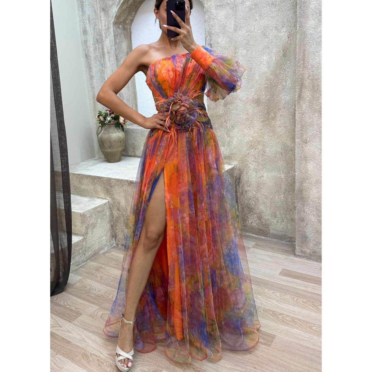 Nouvelle robe de soirée en maille à épaules inclinées, jupe longue décontractée et tendance pour femme