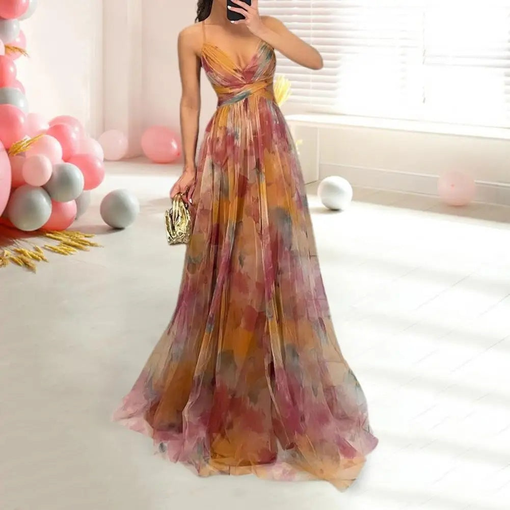 Robe de soirée imprimée en maille