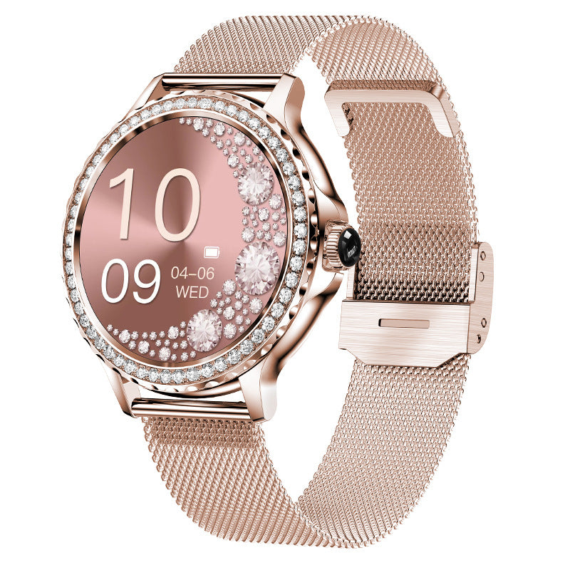 Bracelet connecté Bluetooth, montre étanche ornée de diamants